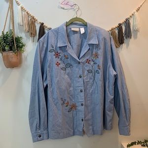 Alfred dunner floral embroidery button up top